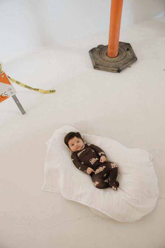 bulldozer bamboo pajamas // SLEEPY-TIME FOOTED SET