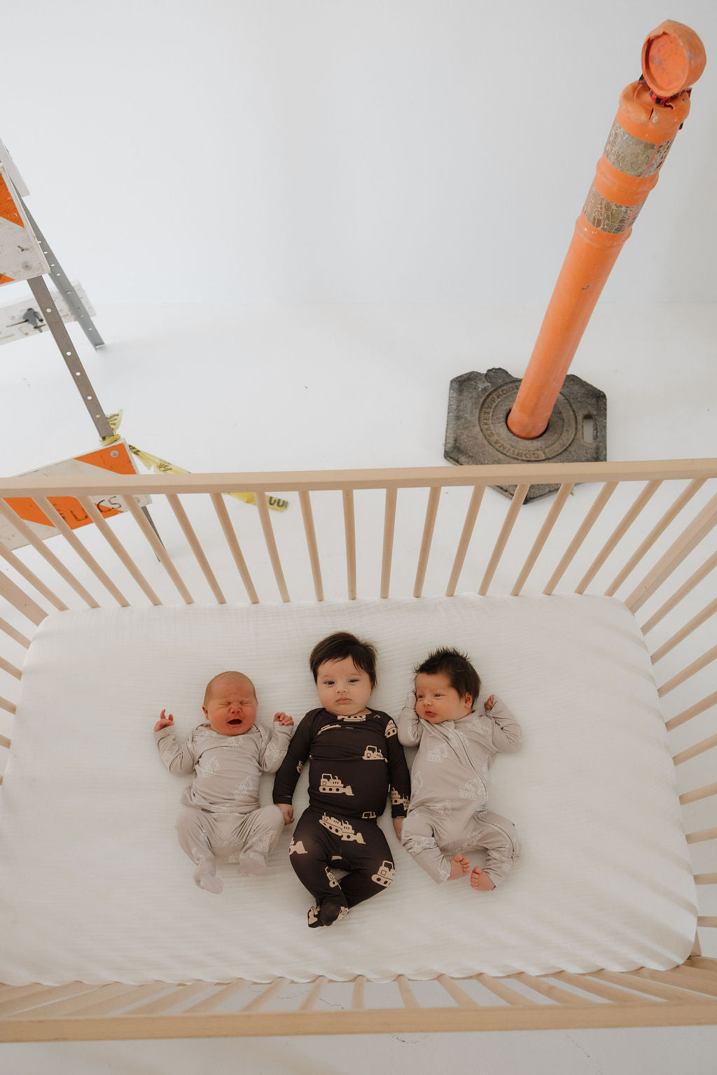 excavator bamboo pajamas // SLEEPY-TIME FOOTED SET