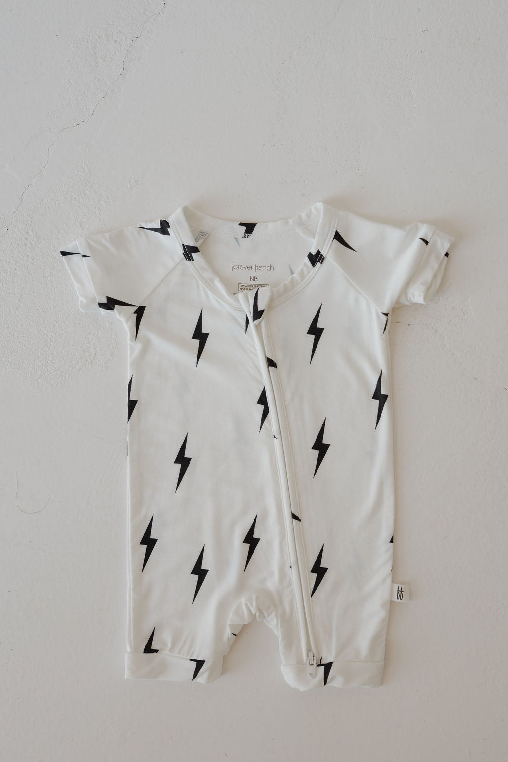 white + black lightning bolt bamboo pajamas // SHORTIE