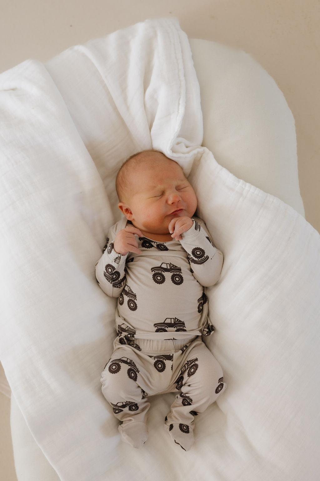 monster truck bamboo pajamas // SLEEPY-TIME FOOTED SET