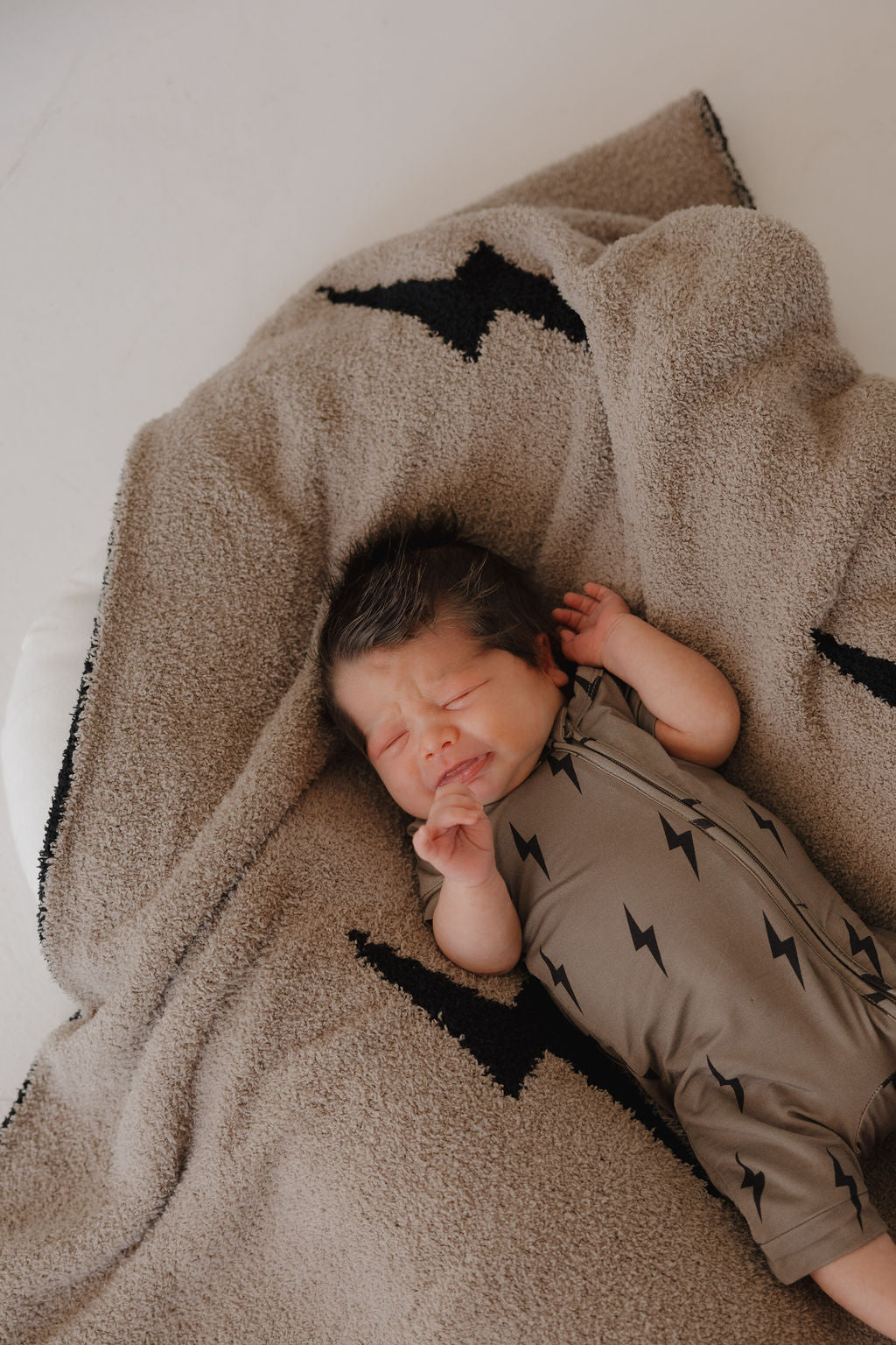 brown + black lightning bolt bamboo pajamas // SHORTIE
