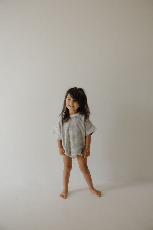 terry tshirt romper // grey stripe