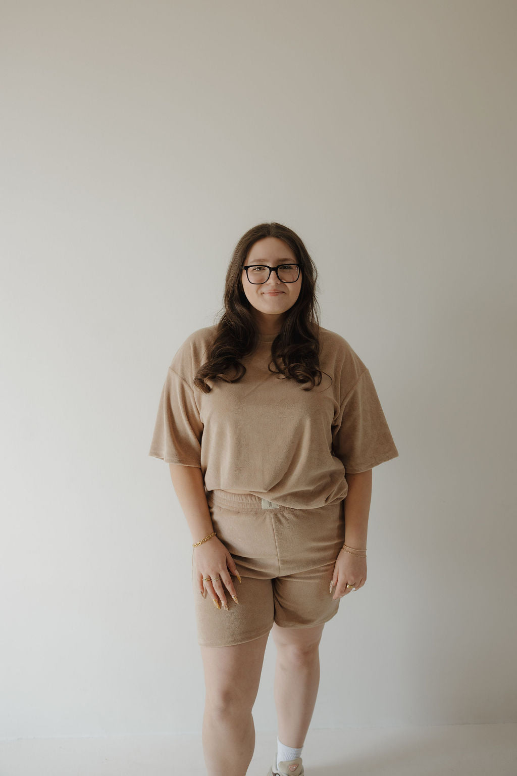 women’s terry short set // tan