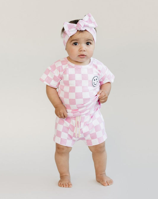 checkered shorts set // pink (available in EXTENDED SIZING!)