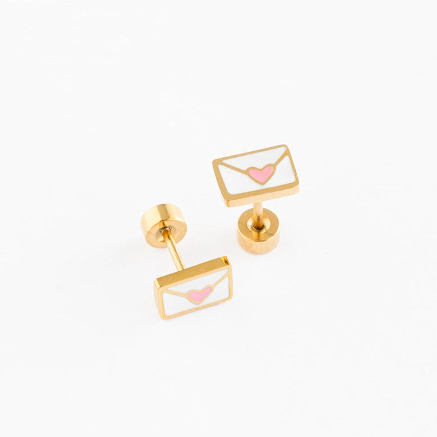 love note flat back studs // 18k gold