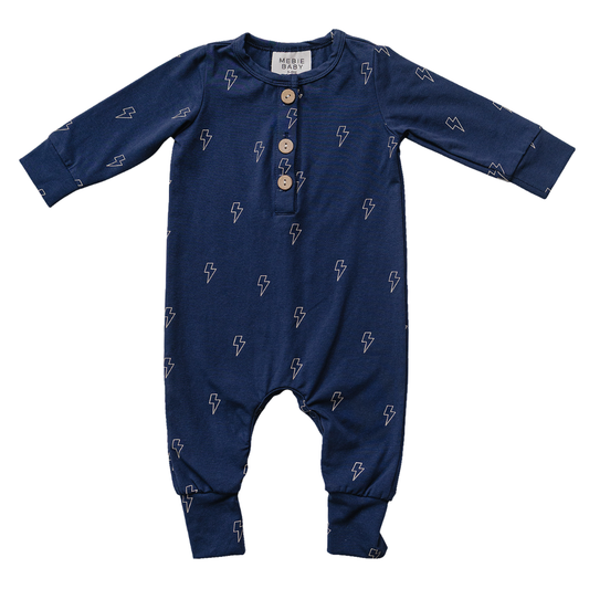 lightning bolt button romper
