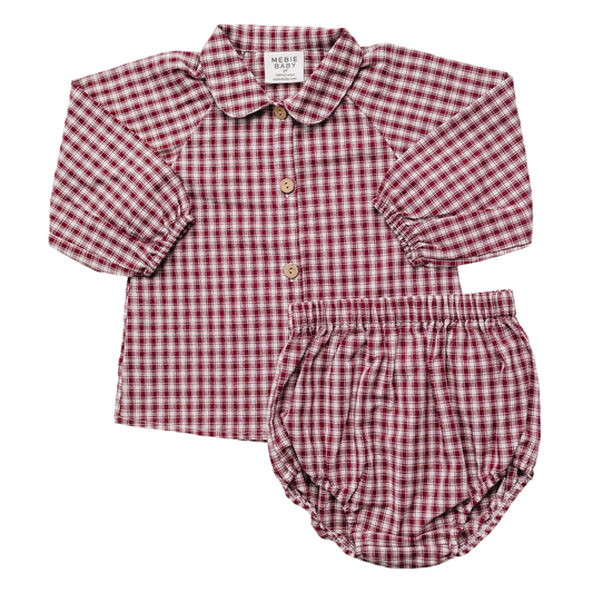 red gingham peter pan collar bloomer set