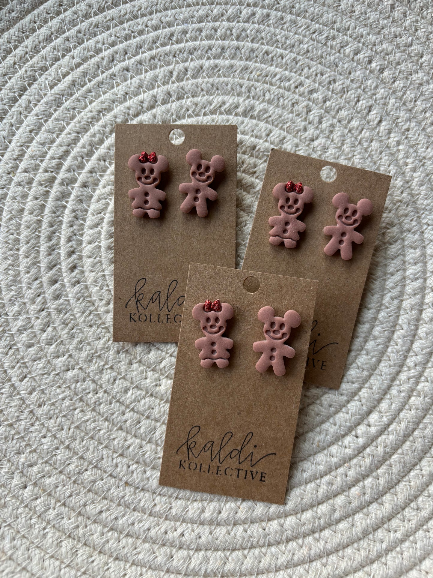 magical mouse gingerbread studs // handmade polymer clay earrings