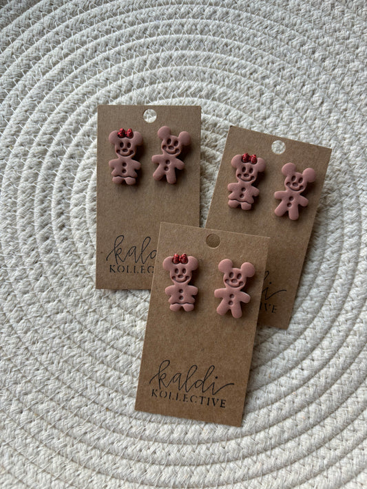 magical mouse gingerbread studs // handmade polymer clay earrings