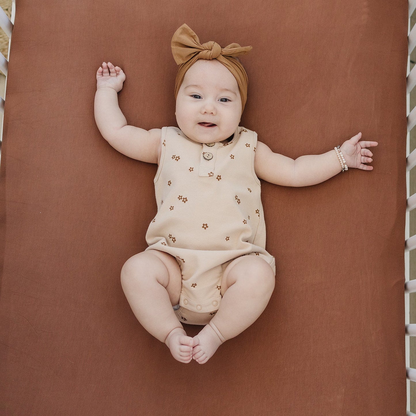 bamboo stretch crib sheet // rust