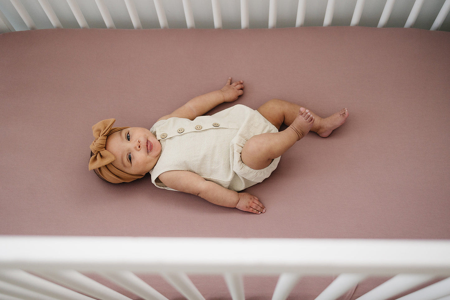 bamboo stretch crib sheet // dusty rose