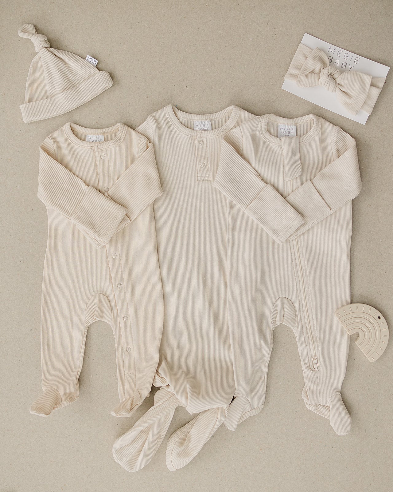 organic cotton ribbed snap pajamas // vanilla