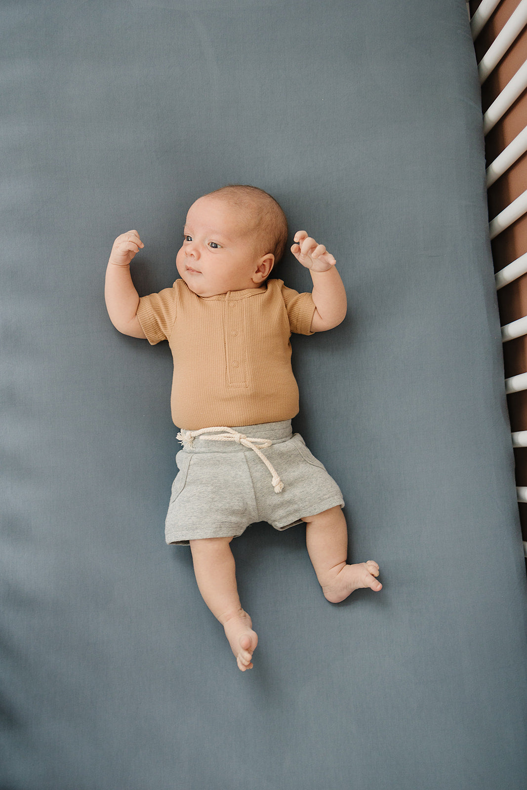 bamboo stretch crib sheet // dusty blue