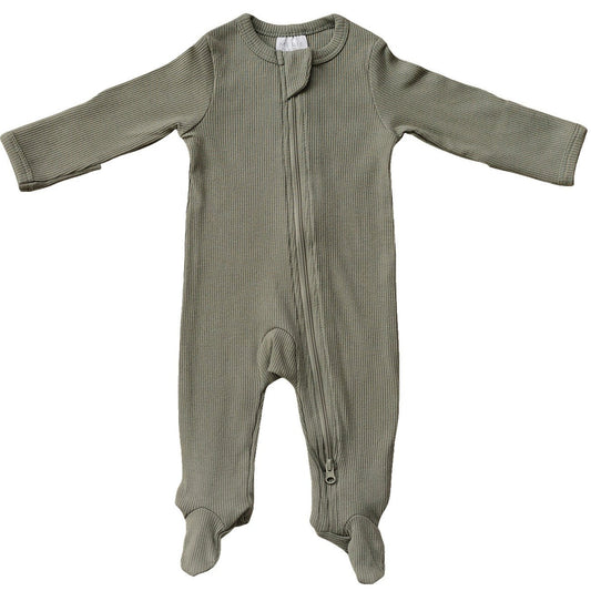 organic cotton ribbed footie // green