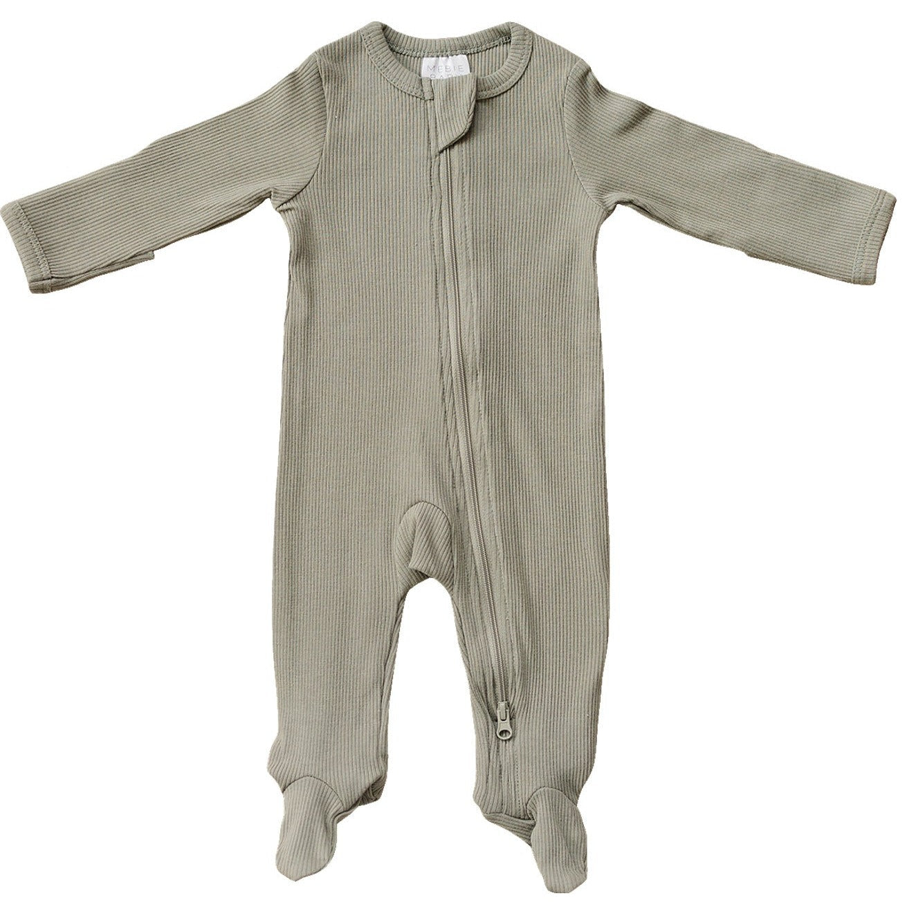 organic cotton ribbed footie // green