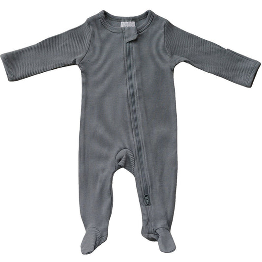 organic cotton ribbed footie // grey