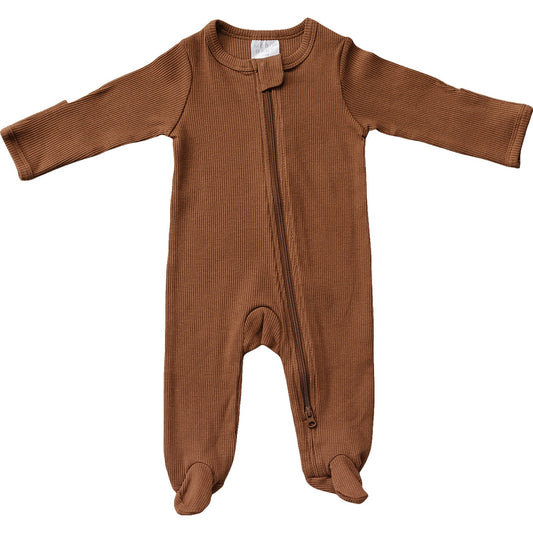 buttery soft organic cotton ribbed footie // rust