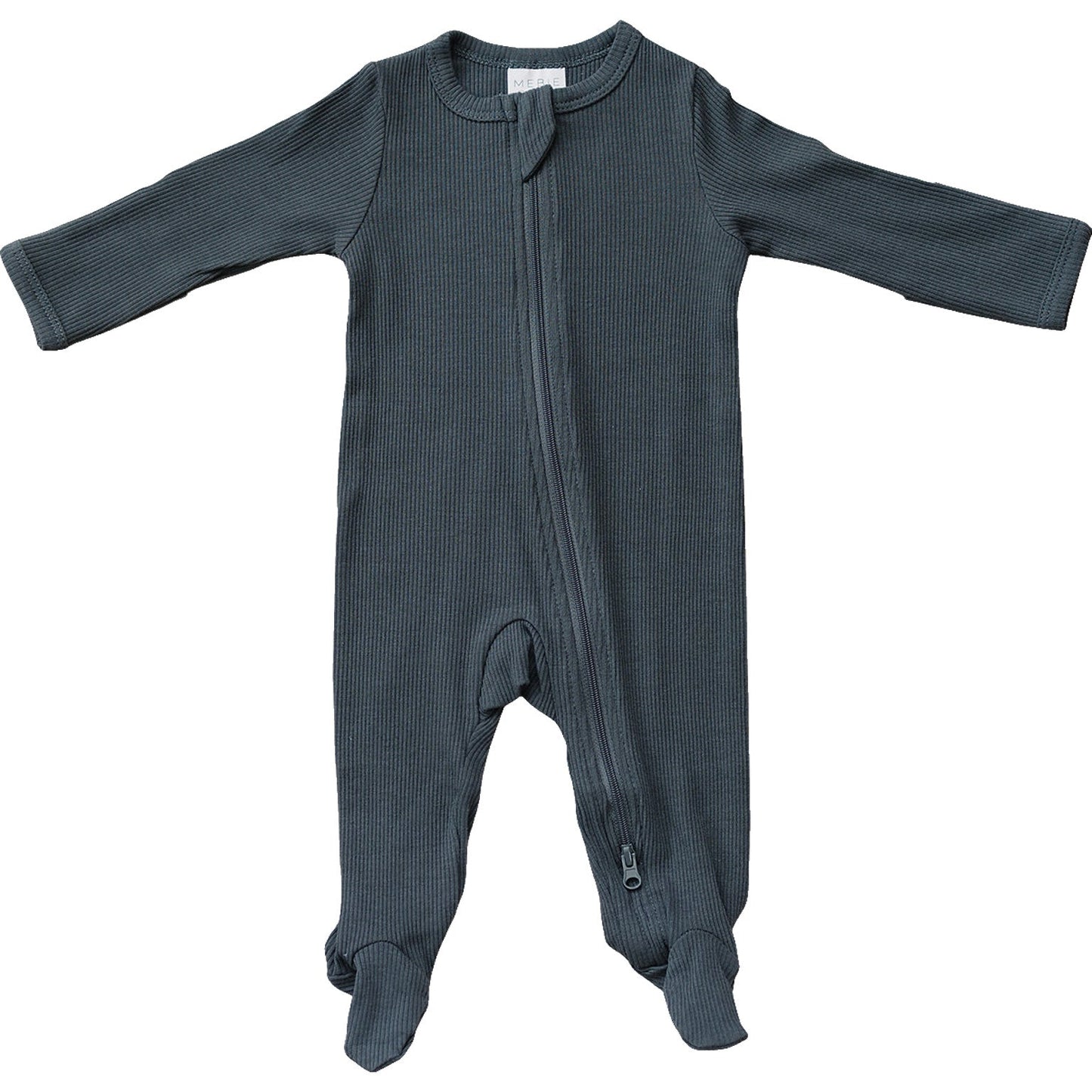 organic cotton ribbed footie // charcoal