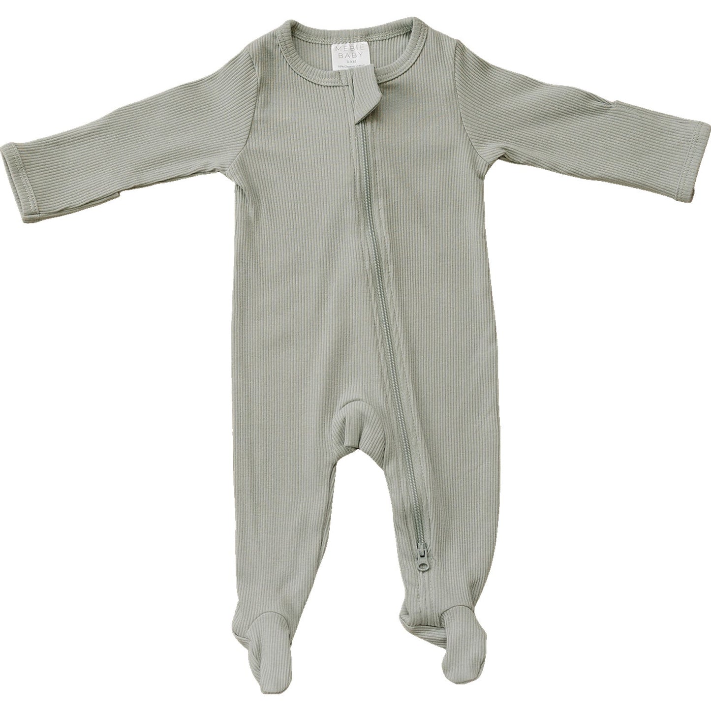 organic cotton ribbed footie // sage