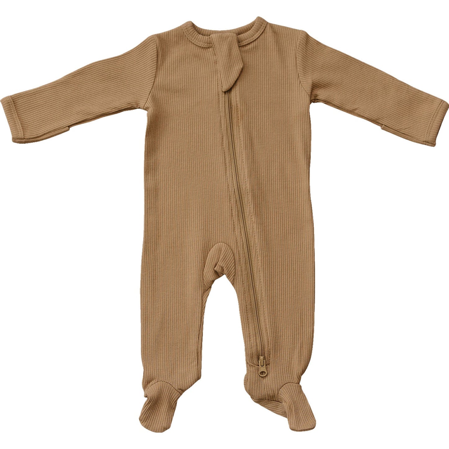 organic cotton ribbed zippie // cappuccino