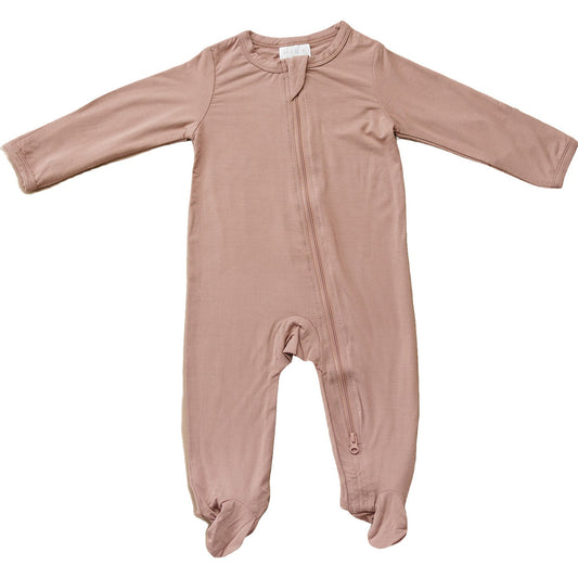 dusty rose bamboo footie