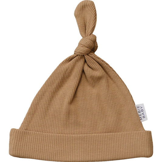 organic cotton ribbed newborn hat // tan