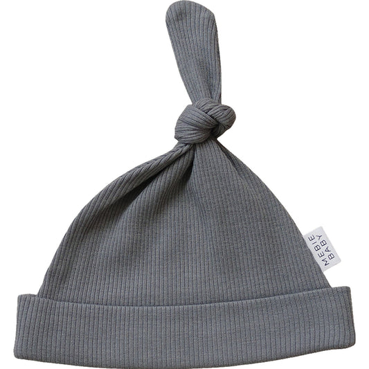 organic cotton ribbed newborn knot hat // grey