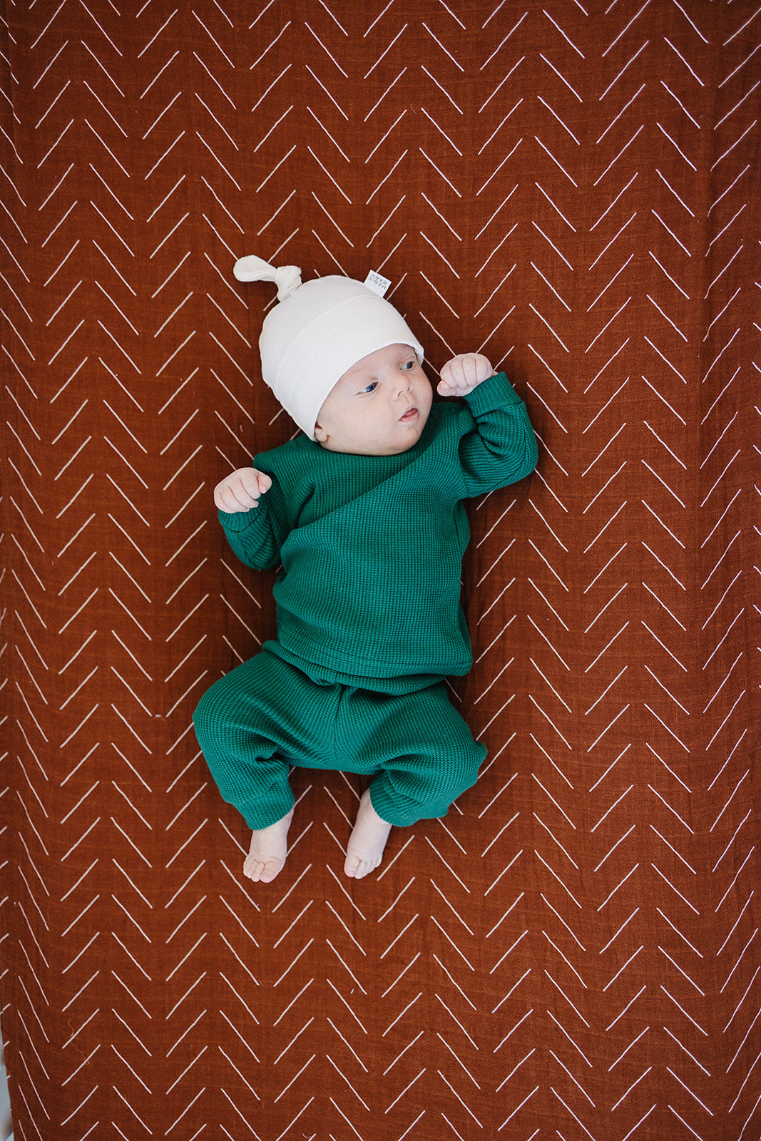 organic ribbed cotton newborn knot hat // vanilla