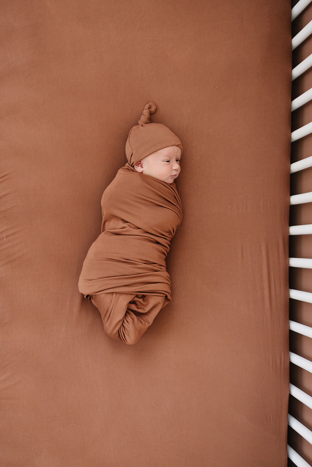 bamboo stretch crib sheet // rust