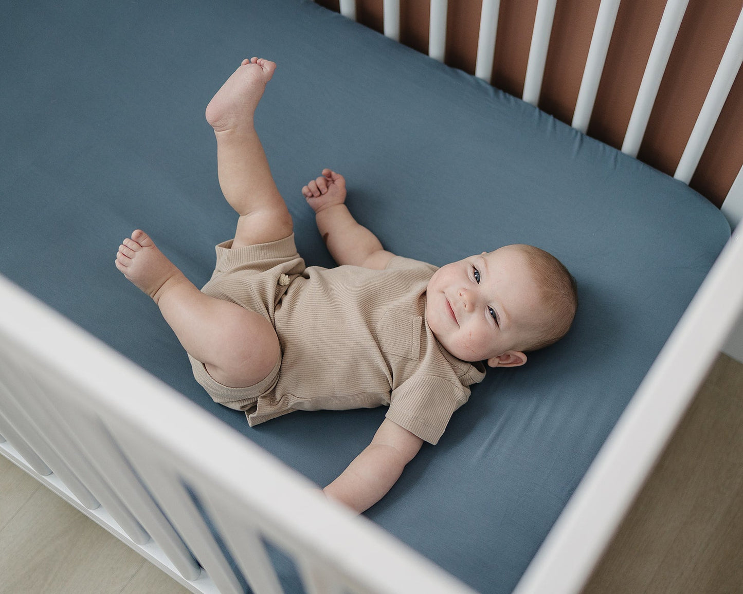 bamboo stretch crib sheet // dusty blue