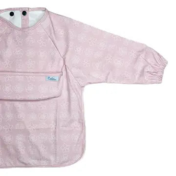pink blossom long sleeve bib/art smock (SIZE 4-6 YEARS)