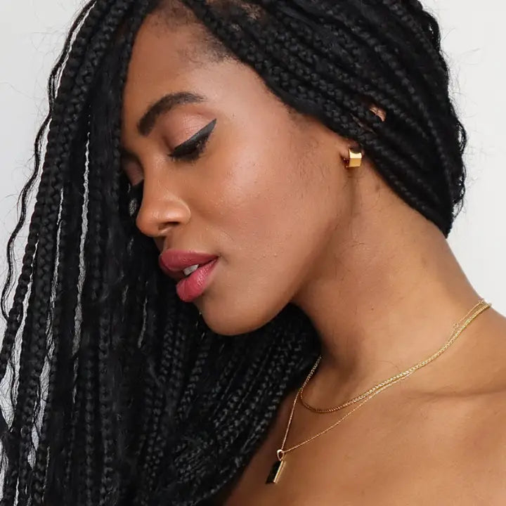 gold hexagon huggie hoop earrings