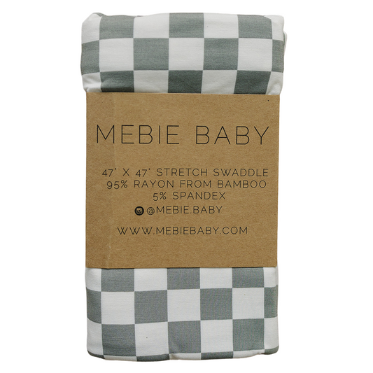 bamboo stretch swaddle // light green checkered