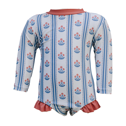 block print floral one-piece swimsuit