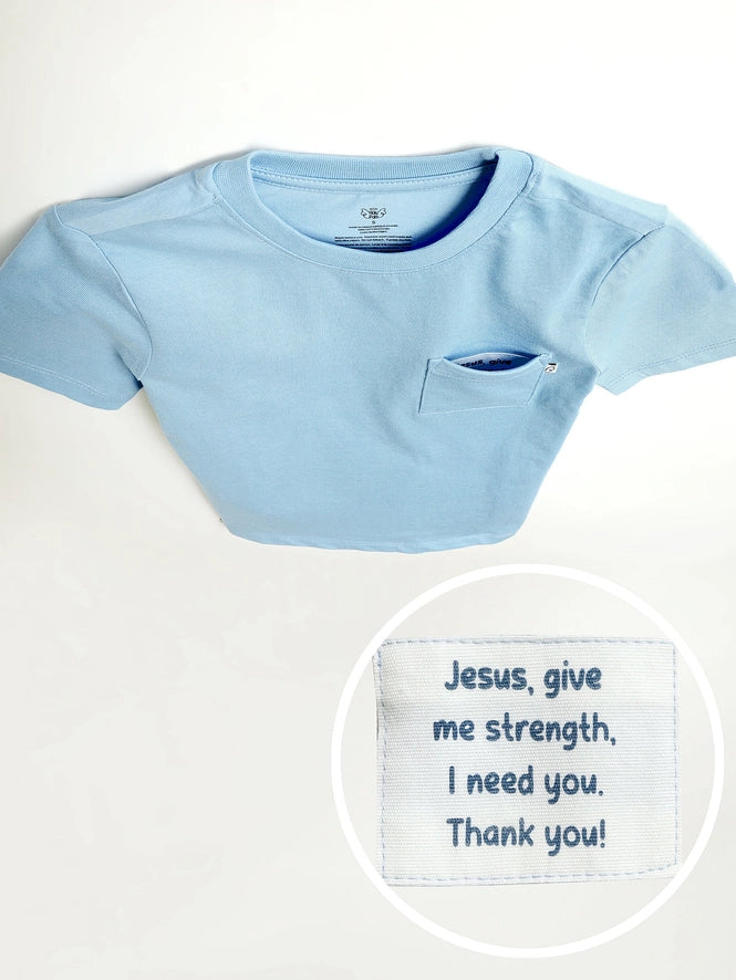 prayer pocket tee // blue