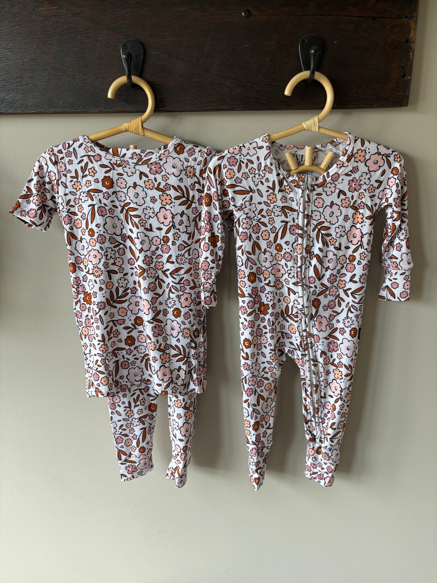 dainty fall floral bamboo // ZIPPY or SHORT-SLEEVE TOP + PANTS SET