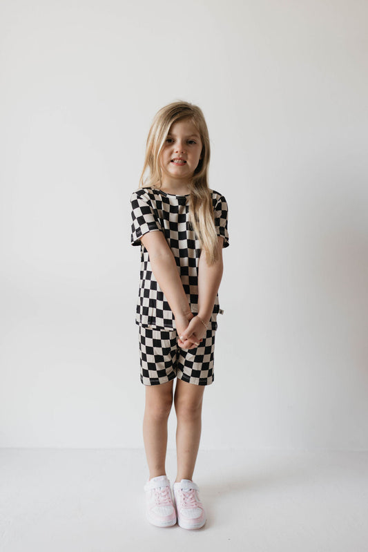 black checkerboard bamboo pajamas // SHORTS SET (sizing up to 10/12)