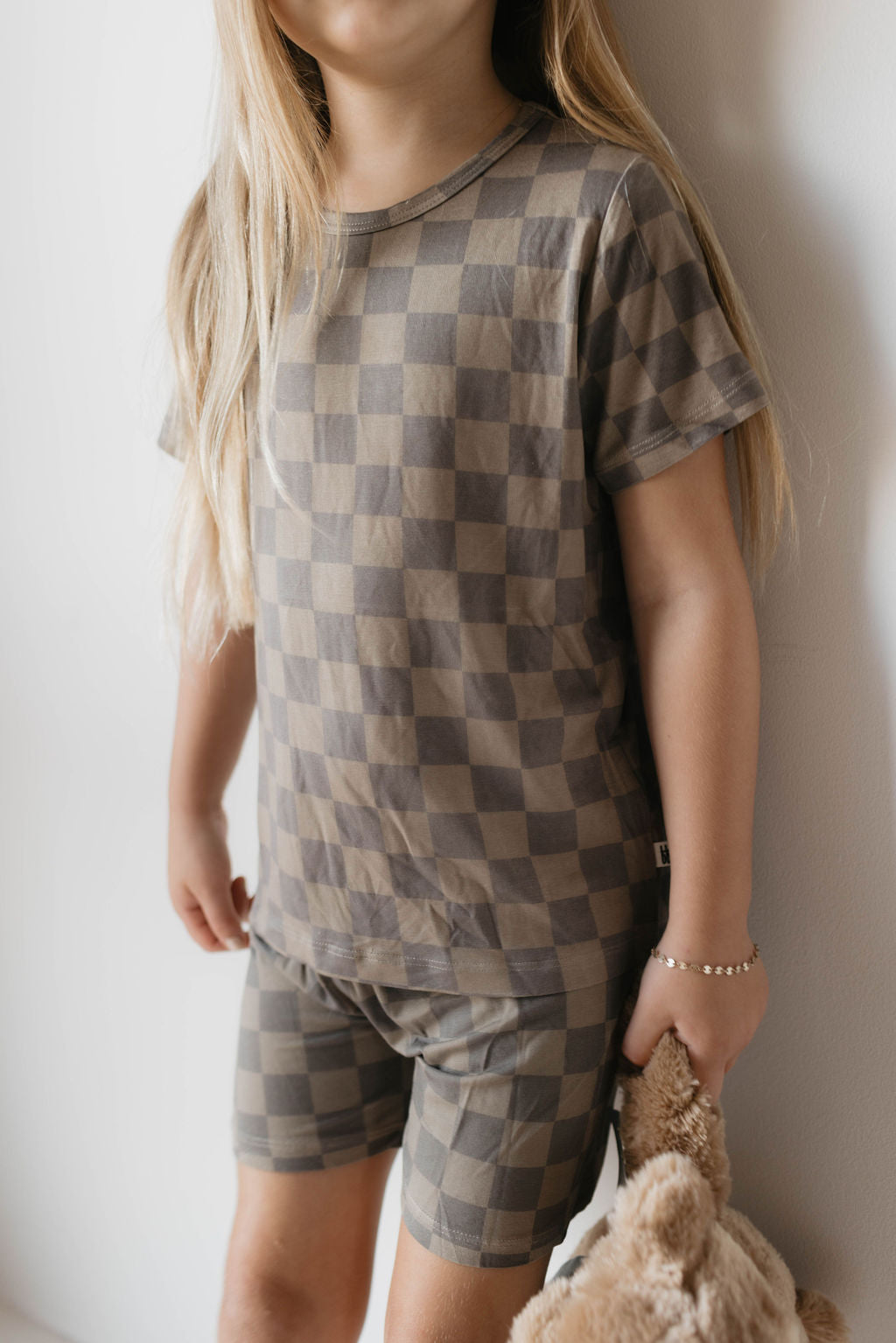 faded brown checkerboard bamboo pajamas // SHORT-SLEEVE + SHORTS SET (comes in extended sizing)