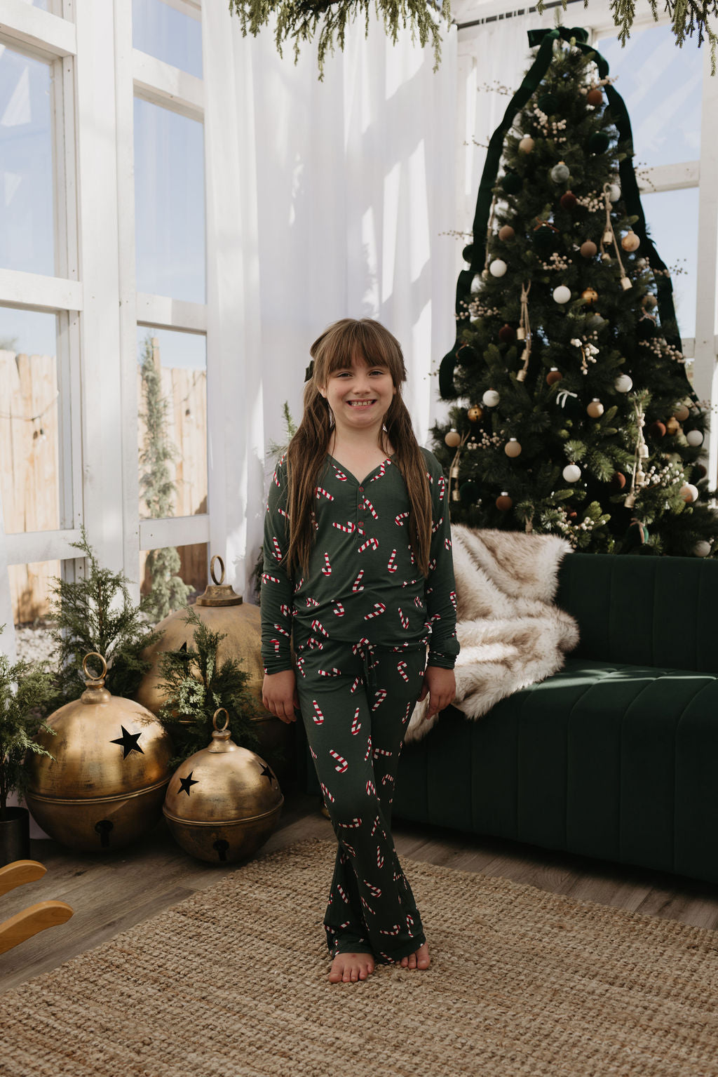 preteen flare bamboo pajamas // candy cane lane