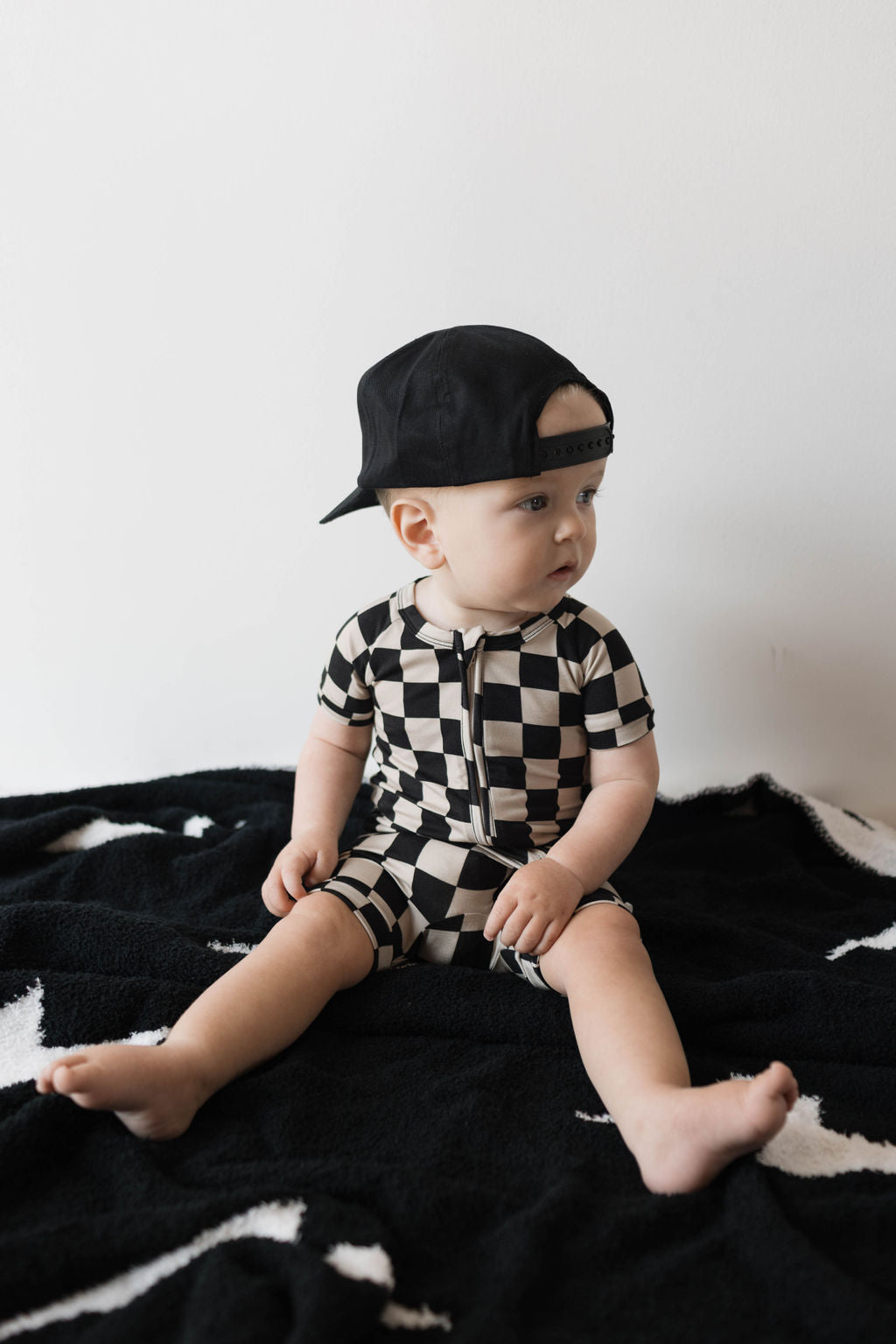 black checkerboard bamboo pajamas // SHORTIE