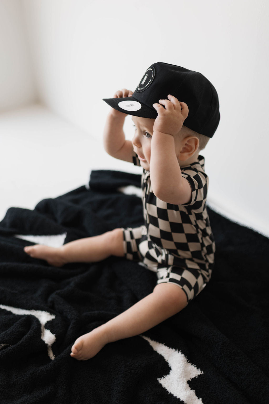 black checkerboard bamboo pajamas // SHORTIE