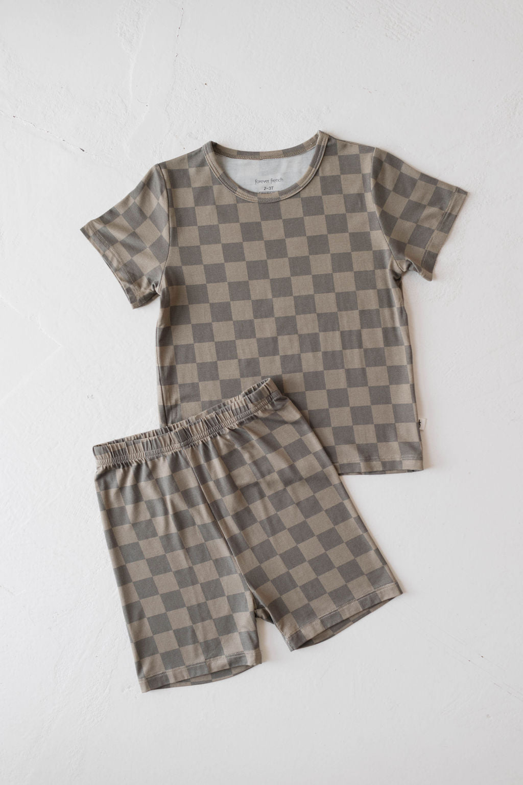 faded brown checkerboard bamboo pajamas // SHORT-SLEEVE + SHORTS SET (comes in extended sizing)