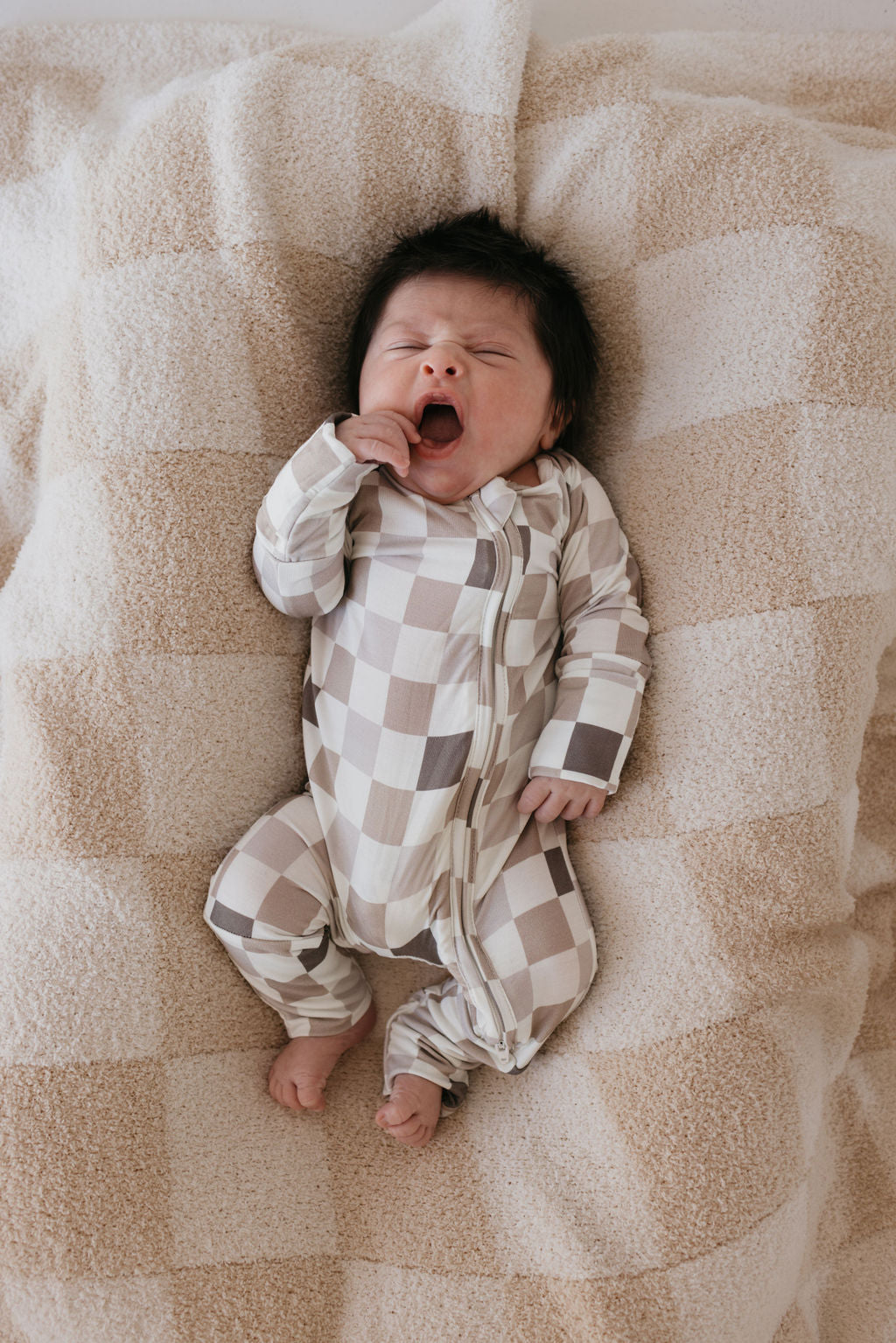 plush blanket // cream checkerboard