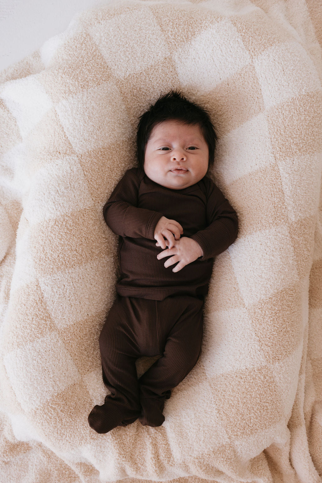 plush blanket // cream checkerboard