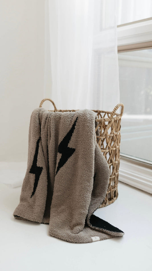 plush blanket // brown lightning bolt