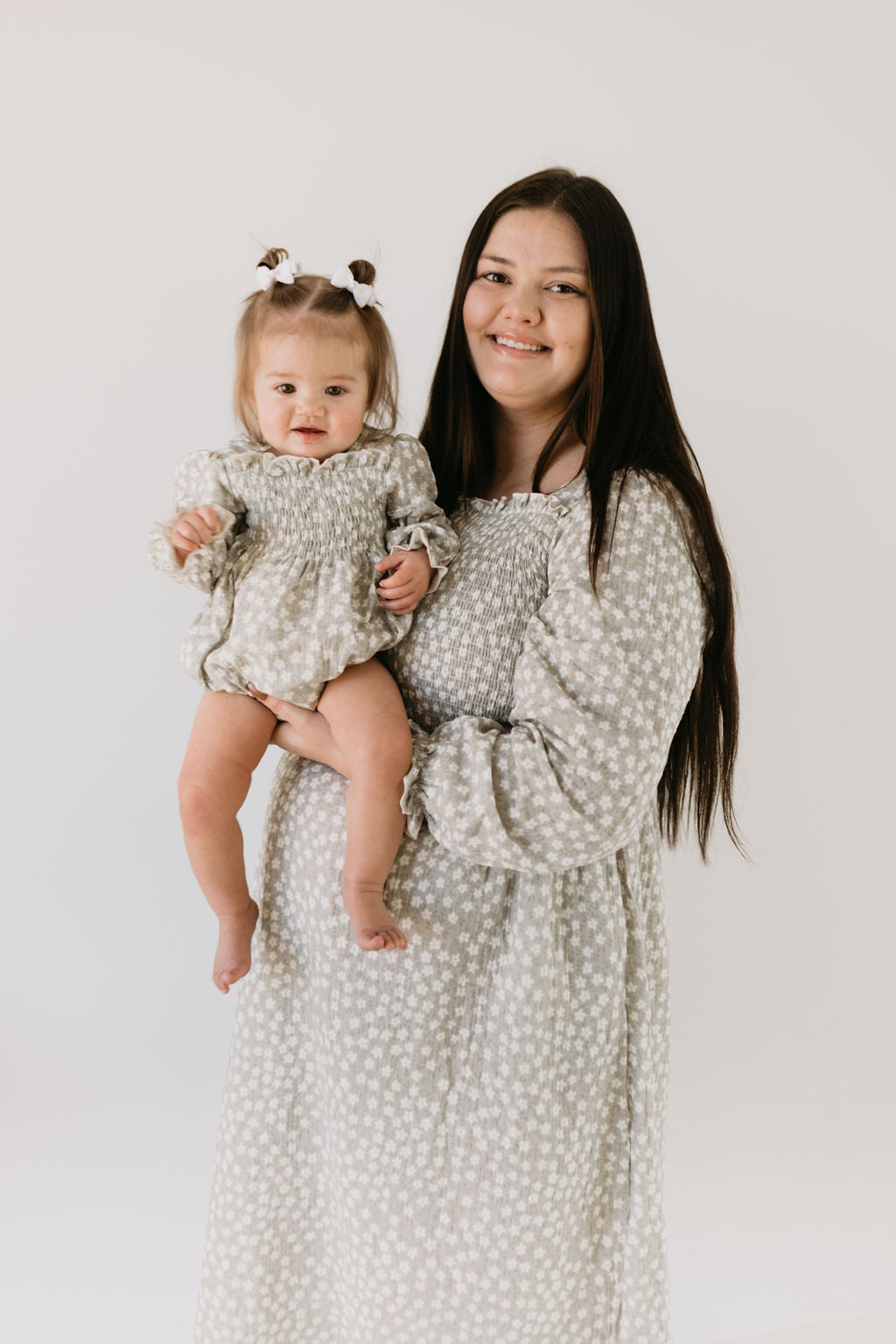 ruffle romper // french gray floral (mama + me)