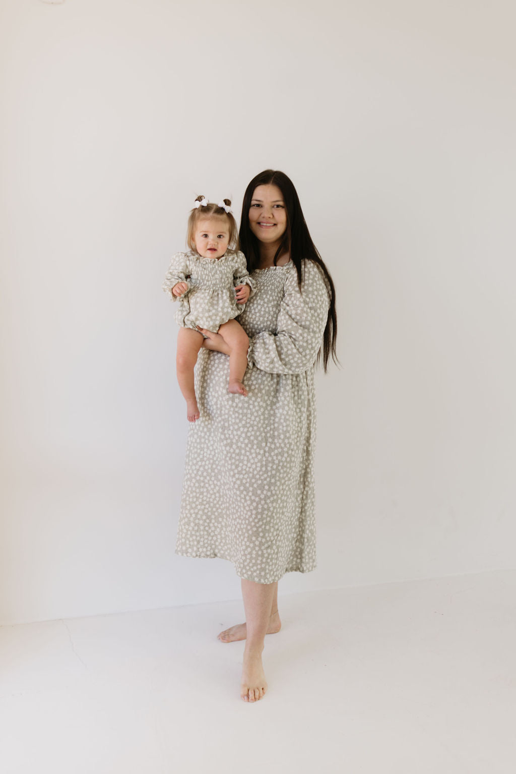 ruffle romper // french gray floral (mama + me)