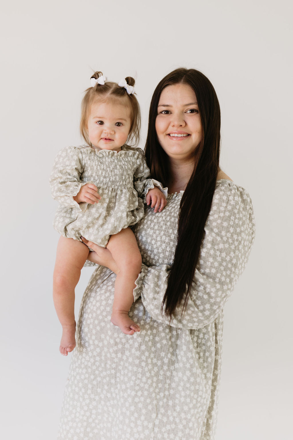 ruffle romper // french gray floral (mama + me)