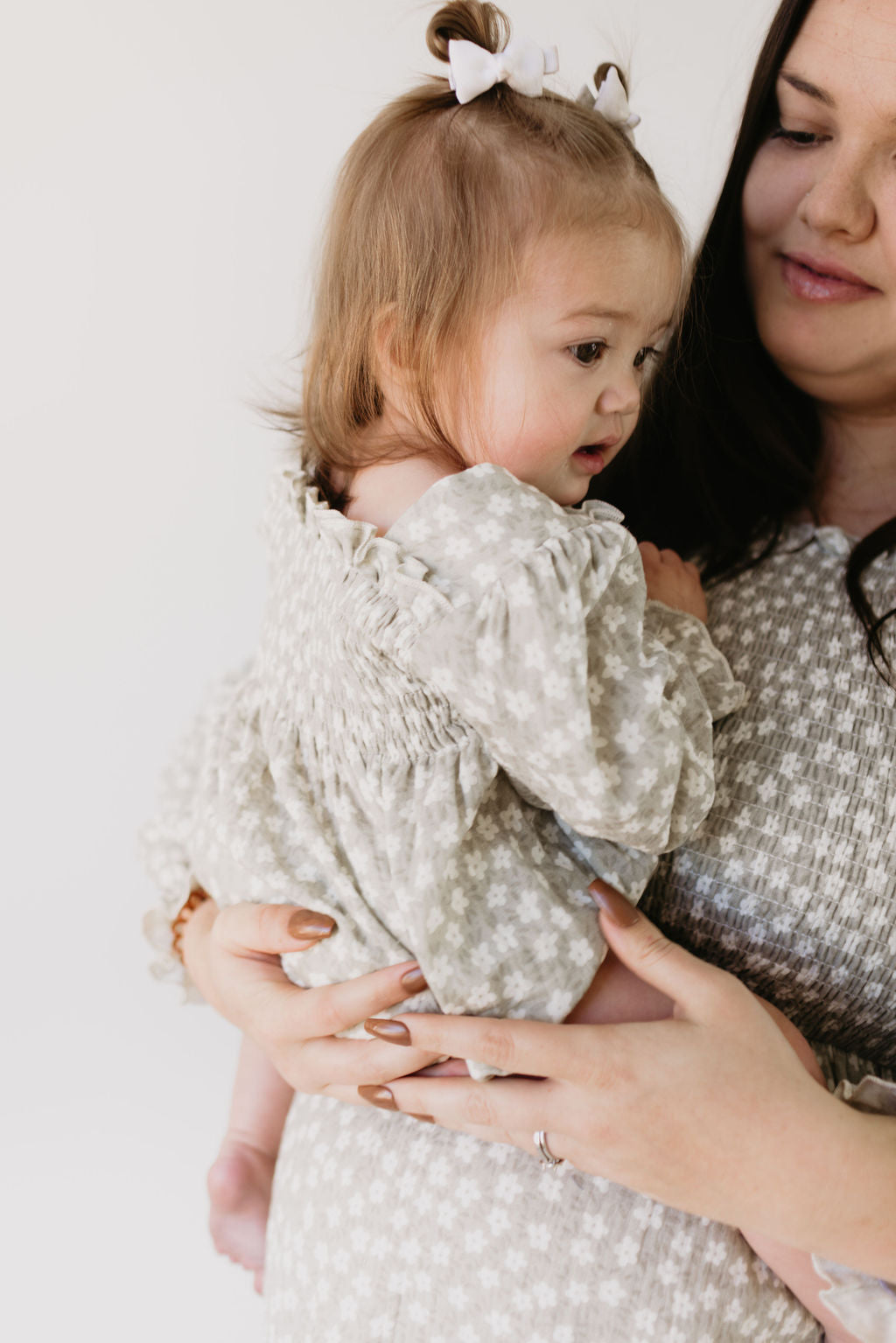 ruffle romper // french gray floral (mama + me)