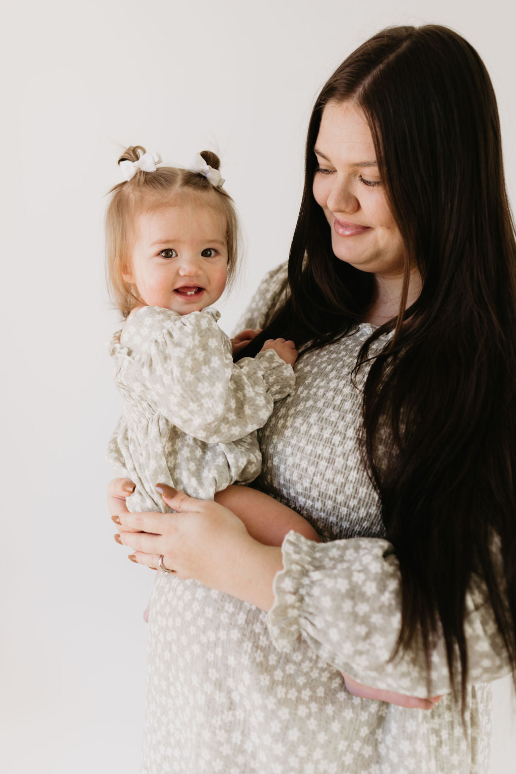 ruffle romper // french gray floral (mama + me)